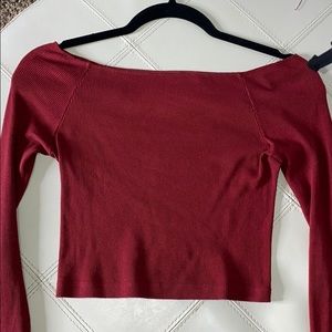 Rare Red Brandy Melville Ribbed Long Sleeve